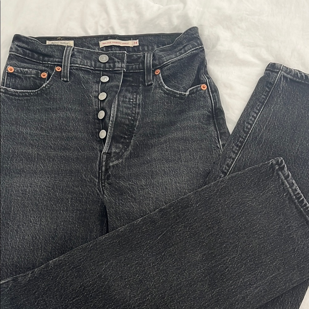 Levi's Black Rib Cage Straight Ankle Jeans Classic Style